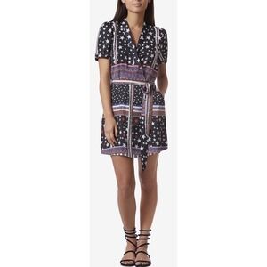 Anthropologie Avec Les Filles Stars Stripes Patriotic Mini Wrap Dress Blue USA S